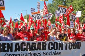 Spanish workers on the march against cuts earlier this fall