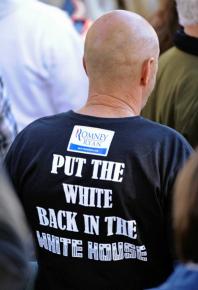 A Republican supporter at a rally for Romney and Ryan