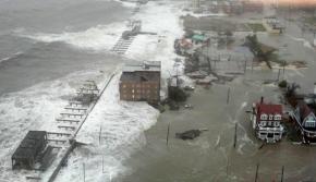 Hurricane Sandy's flood surge inundates the boardwalk and beyond in Atlantic City, N.J.
