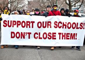Chicago education justice marching for an end to school closures last spring