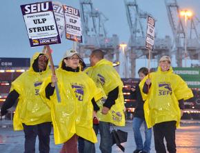 SEIU members picket at the Port of Oakland