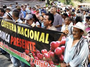 Striking coffee workers march and rally support