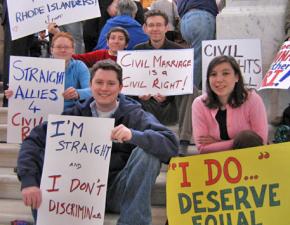 Protesters bring the demand for marriage equality to the Rhode Island Capitol