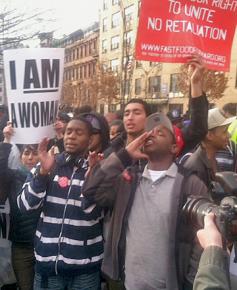 Fast food workers in New York City join in a one-day coordinated strike