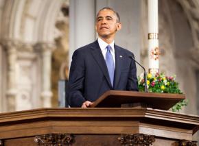 President Obama addresses an interfaith service in Boston following the bombings