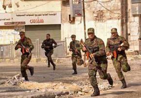 Syrian troops on an operation in city streets