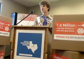 Boy Scout Alex Derr campaigns for the organization to lift its anti-gay ban