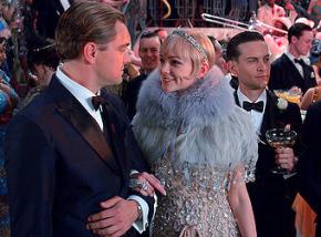Left to right: Leonardo DiCaprio, Carey Mulligan and Tobey Maguire in The Great Gatsby