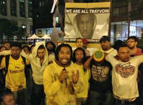 Participants in a Black Youth Project conference join protests in Chicago the night of the Zimmerman verdict