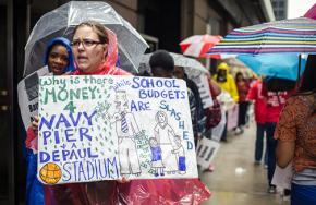 Chicago teachers, parents and students protest drastic cuts to the school budget