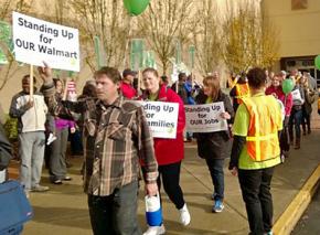 Picketing outside a Walmart store in Federal Way