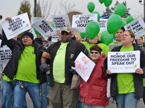 Walmart workers in Seattle on strike last year march for living wages and respectful conditions