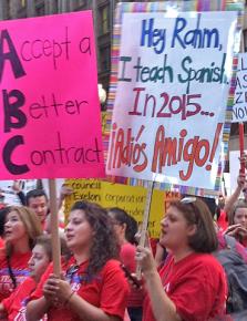 Chicago Teachers Union members during their strike against Rahm Emanuel's assault on public schools