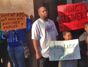 Activists demanding justice for Larry Jackson Jr. and his family rally in Austin, Texas