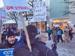 CCTA bus drivers on the picket line as their strike begins