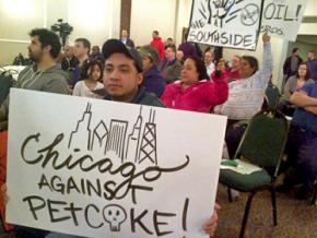 Chicagoans fill a hearing to protest petcoke pollution