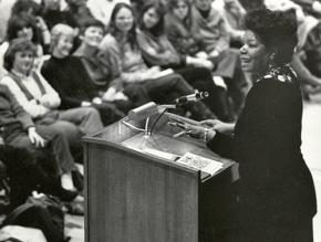 Maya Angelou lectures at Boston College in 1984