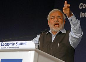 Narendra Modi speaks at a World Economic Forum meeting in New Dehli