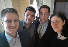 From left to right: Edward Snowden, David Miranda, Glenn Greenwald and Laura Poitras