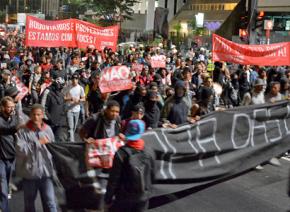 A protest march in São Paulo as the World Cup approaches