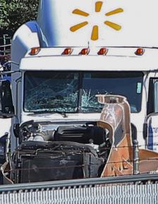 The Walmart truck after the New Jersey Turnpike crash
