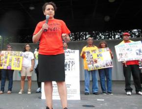 Protesters speak out at the Free Her rally against women's increasing incarceration