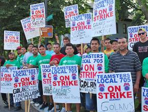 Workers on the picket line at Golan Moving and Storage