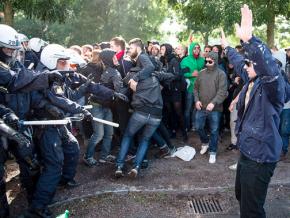 Protesters against Swedish fascists clash with police in Stockholm