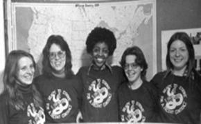 Women leaders of the UPSurge movement, including Anne Mackie (second from left)
