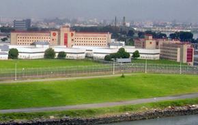 Some of the prison buildings at Rikers Island