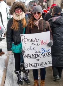 Protesting Walker's proposal for more cuts at UW Madison