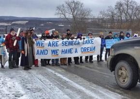 Protesters block traffic to defend Seneca Lake against plans to expand gas storage