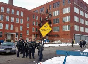 Chicago police stand outside their Homan Square "black site"