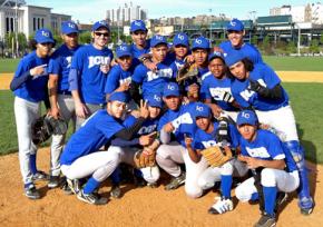 David Garcia-Rosen (back row at right) poses with his International Community High School baseball team