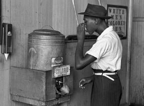 A segregated water fountain during the Jim Crow era