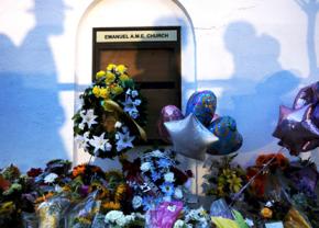 A shrine for the victims of the racist massacre at Charleston's Emanuel AME Church