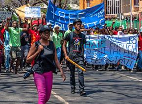 South African students march in Pretoria against a huge tuition hike