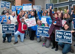 Nurses at the University of Washington Medical Center rally for a fair contract