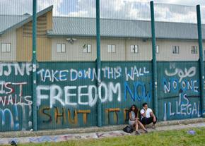 Outside an immigration detention center in Britain