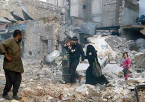 A family flees devastation in Syria