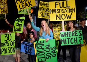 Protesters call for action to stop the massive methane leak