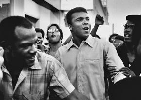 Muhammad Ali in the streets of the New York City with members of the Black Panther Party