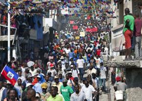 A mass march to protest corrupt elections in Haiti