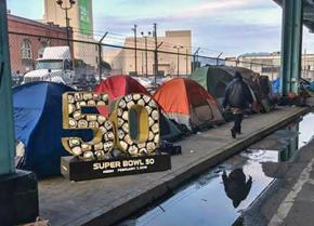 The homeless in a tent city in San Francisco