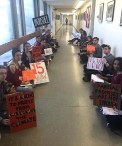 UMass Fossil Fuel Divestment Campaign on the fourth day of their sit-in