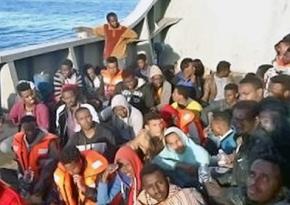 Survivors from a boat that capsized crossing the Mediterranean from Libya to Europe