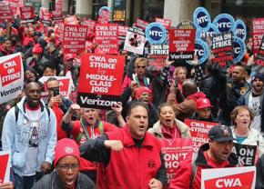 Striking Verizon workers take to the streets in New York City