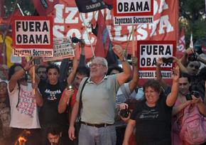 Protests were organized against Barack Obama's visit to meet with Argentine President Mauricio Macri