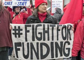 Chicago teachers joined other unionists and community activists to rally on April 1