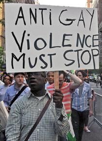 In the streets of New York City to protest violence against LGBT people